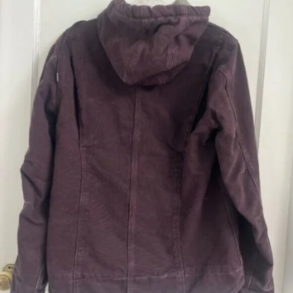 Vtg Carhartt Sherpa Lined Jacket Canvas Deep Wine M Detroit WJ141-DWN - Picture 4 of 4